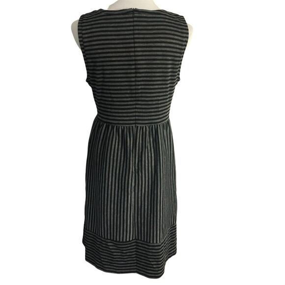 Daisy Fuentes black gray stripe dress LARGE - Picture 4 of 9